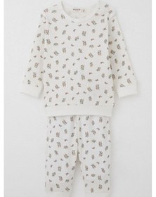 Resim Breeze Kız Bebek Pijama Takımı Omuzdan Patlı Çiçek Desenli 4 Ay-1 Yaş, Ekru Ekru 