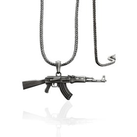 Resim Bysilverstone AK47 Tüfek Kalaşnikov Gümüş Kolye 
