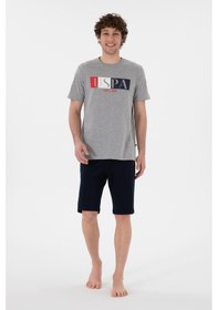 Resim U.S. Polo Assn. Erkek Bisiklet Yaka Gri Melanj Pijama Takımı 50309821-VR086 