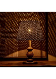 Resim Lighting Fiona Ahşap Abajur - Ceviz Ayak / Kahverengi Başlık - 40 Cm Çok Renkli 