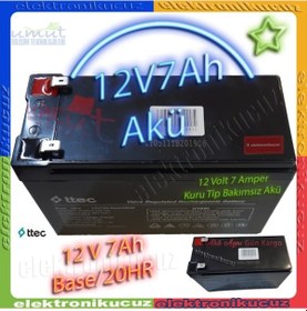 Resim Ttec 12 Volt 7 Amper Akü 12v 7Ah Akü Bakımsız Kuru Tip Akü 12 Volt Akü 7 Amper 