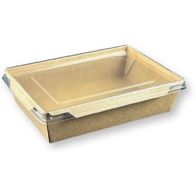 Resim Home 300 Adet Kapaklı Kraft Yemek Kabı Lunch Box 1200ML 