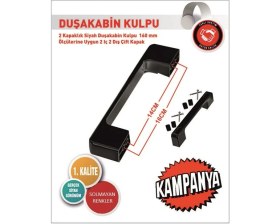 Resim Can Yıldız Plastik Lüks Kare Siyah D Kulp Duşakabin Kulbu Siyah Duş Kulp 4 Adet Dörtlü Set Lüx 