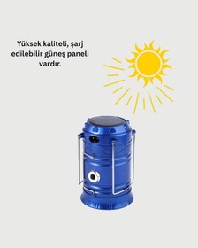 Resim Güneş Enerjili Kızaklı Şarjlı Büyük Boy Kamp Feneri Usb Çıkışlı, Katlanabilir, Depomıx - 73 Çok Fonksiyonlu 