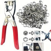 Resim 1 set 200 adet/400 adet gümüş gri basın düğmeleri ve bir çift pense içerir - DIY el sanatları, deri ve giyim için uygun metal bağlantı elemanları, dayanıklı dikiş düğme aksesuar seti 