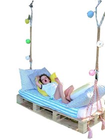 Resim Bamena Wood Foyer Ahşap Salıncak 