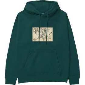 Resim Yüzüklerin Efendisi Orta Dünya Haritası - Lord Of The Rings Hoodie - Koyu Yeşil / 2XL 
