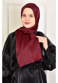 Resim Burden Ipek Janjan Saten Şal Bordo Bordo 