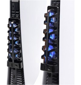 Resim Hobimtek PS5 Fat Kasa Uyumlu Soğutucu Led Işıklı Sessiz Fan 4000RPM USB 3.0 Radyatör Isı Emici Üç fanlı 