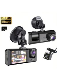 Resim 1080p 3 Kameralı Araç İçi Yol Güvenlik Kamerası 