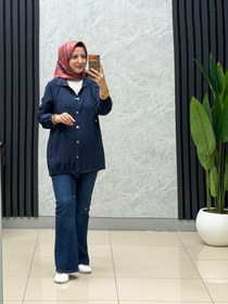 Resim Noşhe yaka biye yandan cepli kap kod:4599 - Lacivert / 3 