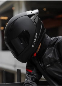 Resim Ls2 Rapid 2 +Spoiler Beyaz-Siyah Cam Kapalı Motosiklet Kaskı Mat Siyah 