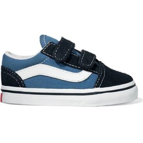 Resim Vans Koyu Mavi Td Old Skool V Unisex Çocuk Spor Ayakkabı Düz Tabanlı Erkekler İçin Konforlu 