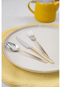 Resim Lugga Sare Gold Tatlı Çatal Kaşık Bıçak Takımı 6 Kişilik 18 Parça 