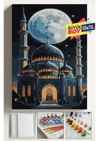 Resim Sayılarla Boyama Seti Numaralı Tuval Fırça Boya Dahil Kasnaklı Set 50x70 Cm -dolunay Cami 