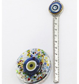 Resim El Yapımı Kırıntılı Cam Nazar Boncuklu Magnet, Hediyelik Mıknatıs 