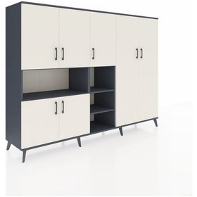 Resim Hyperion Dolap 13 Raflı 7 Kapaklı 220x44x163 Antrasit-aytaşı/antr Antrasit-aytaşı/antrasit 