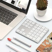 Resim Kablosuz Dijital Klavye, Kablosuz 34 Tuşlu Sayısal Klavye, USB-C Şarjı Windows MacOS Laptop için Uygun, USB Kablolu Bağlantı PC Masaüstü Desteği 