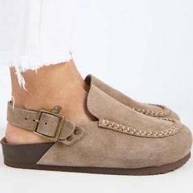 Resim Manijero Alba Mnr.010.01 Kadın Vizon Günlük Hakiki Deri Sandalet Terlik Vizon 