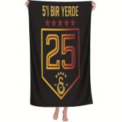 Resim Galatasaray 25. Yıldönümü Plaj Havlusu - Siyah Altın ve Kırmızı Tasarım, Yıldızlar ve Kalkan Amblemi, Hafif Mikrofiber Plaj, Havuz, Seyahat için - Modern Bohem Tarzı, Plaj Aksesuarları, Havuz Kenarı Aksesuarı, Cesur Grafik Tasarım, Dayanıklı 