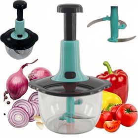 Resim 1 Adet Manuel Gıda Doğrayıcı - Dayanıklı Metal Bıçaklarla Çok Fonksiyonlu Mutfak Aracı, Sebzeleri, Meyveleri, Otları Hızlıca Doğrama için Kolay, Soslar, Pesto, Püre - Ev Yemekleri, Tatil Hediyeleri ve Sarımsak Araçları için Mükemmel 
