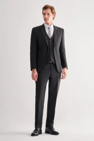 Resim İmza Siyah Mono Yaka Tam Astar 6 Drop Slim Fit Esnek Yelekli Takım Elbise 1001255151 Siyah 