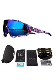 Resim KAPVOE Rainbow Değişebilir 5 Lens Mtb Polarize Bisiklet Spor Dağ Kayak Gözlüğü 