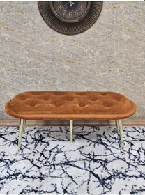 Resim Zafir Ufo Oturak Bench - Gold Kaplama Sivriltme Ayak - Oturak - Bench - Puf - Yatak Ucu Pufu Turuncu 