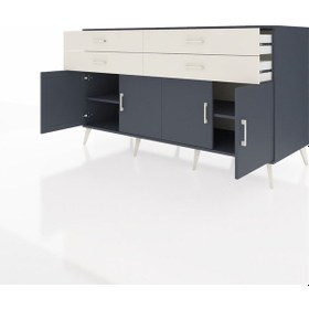 Resim Kronos Konsol 2 Raflı 4 Çekmeceli 8 Kapaklı 176x59x99 Antrasit-an Antrasit-antrasit/aytaşı 