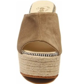 Resim Espadrilles Flash Velour Kahverengi Süet Deri 10 Cm Hasır Tabanlı Dolgu Topuklu Kadın Ayakkabı Kahve Rengi 