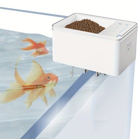 Resim Otomatik Balık Besleyici, Nem Geçirmez Akvaryum Yem Dispenseri, Balıklar için Zaman Ayarlı Besleme Cihazı, Pil ile Çalışır, PVC Malzeme, ≤36V ile Çalışır, Granül ve Toz Balık Yemi için Uygun (Pil Dahil Değildir) 