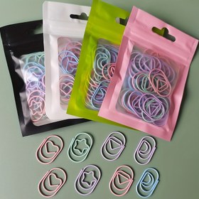 Resim 30 Adet Renkli Makaron Tasarımlı Kağıt Klips Seti, Çok Şekilli Metal Bağlayıcı Klipsler, Dekoratif Ofis Malzemeleri, Çeşitli Kalp/Ay/Yıldız/Elmas Şekilleri, Belge Düzenleyiciler, Demir Malzeme 