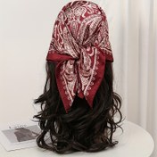 Resim Şık Kırmızı Paisley Desenli Kadınlar İçin Kare Eşarp - Retro Tarz Yumuşak Polyester Çok Amaçlı Baş Bandı, Sıcak ve Nefes Alabilir Güneş & Rüzgar Koruma, El/Yıkama Önerilir, Hediye Fikri, Zarif İşçilik 