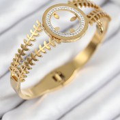Resim BURCU MODA 316L Çelik Zirkon Taşlı Çeyrek Takılabilir Gold Renk Kelepçe 