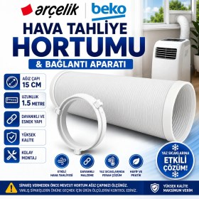 Resim Öz Beyaz Eşya Arçelik Uyumlu Mobil Klima Hava Tahliye Hortumu Adaptörlü 
