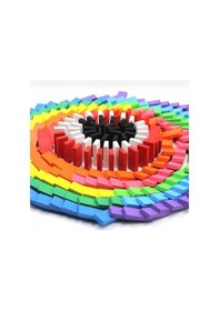 Resim Ahşap Domino Oyunu 100 Parça Eğitici Zeka Ve Denge Oyunu Renkli Domino Seti 3+ 