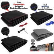 Resim Nkt Deri Dikme Direksiyon Kılıfı Dikmeli Mavi Dikişli Kokusuz 