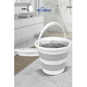 Resim 12,8 Lt Katlanır Silikon Su Kovası Banyo Temizlik Kovası 