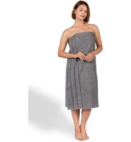 Resim Bej Banyo Havlusu Tekli Dora 90x150 Cm Yüksek Emici Gri 