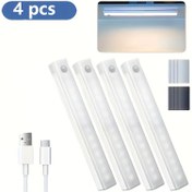 Resim 4 adet USB Şarj Edilebilir LED Akıllı Hareket Sensörlü Işıklar, Manyetik Montaj Dolap Işıkları, Push Button Anahtarı ile 10Cm/20Cm/30Cm Sıcak/Beyaz USB Şarj Edilebilir 36V Düşük Voltaj, İndüksiyon Dolap Işıkları, Dolap Altı Aydınlatma, Manyetik USB Şarj Edilebilir Mutfak Gece Işıkları, Dolaplar, Merdivenler, Koridorlar, Mutfaklar, Dolaplar, Duvar Işıkları, Düz Renk Işıkları, Ev Gece Işıkları - LED Işık Kaynağı Dahil 