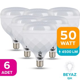 Resim ŞANLED 50W KRİSTAL Tasarruflu E27 Beyaz Işık Torch Led Ampul-1-2-4-6-8-10 Adettir 
