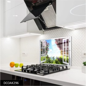 Resim Cam Ocak Arkası Koruyucu | Pencere ve Çiçekler 