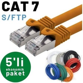 Resim Irenis CAT7 Kablo S/FTP Ethernet Network LAN Ağ Kablosu 5 M Turuncu 5'li 