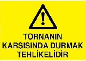Resim Tornanın KarşısındaDurmak Tehlikelidir Uyarı Tabelası - 50x70 Alüminyum Kompozit Panel - TPCF2 