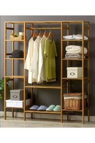 Resim MFG AHŞAP Ahşap Gardırop 150 X 140 X 35 Cm Açık Gardırop Elbise Askılığı 