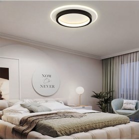 Resim 50cm Akrilikli Yuvarlak Kumandalı,dimli 3 Işık Renkli Led Tavan L Beyaz - Siyah 