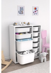 Resim Zen Çok Amaçlı Oyuncak Dolabı 10 Sepetli - Beyaz 2d2k6u Beyaz 