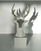 Resim Kubik Geyik Kafası Dekoratif Obje Biblo C 0107 - Beyaz 