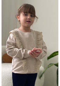 Resim Breeze Kız Çocuk Sweatshirt Güpürlü 1.5-5 Yaş, Bej Bej 
