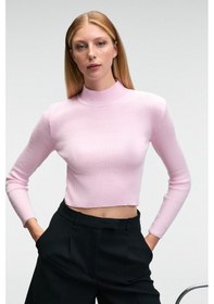 Resim Grimelange CALIDA Kadın Dik Yaka Fitilli Görünümlü Slim Fit Triko Pembe Kazak 